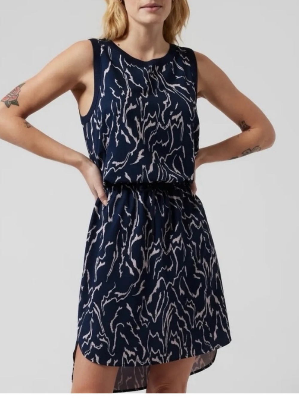 Athleta Rincon Dress Abstract Navy Large